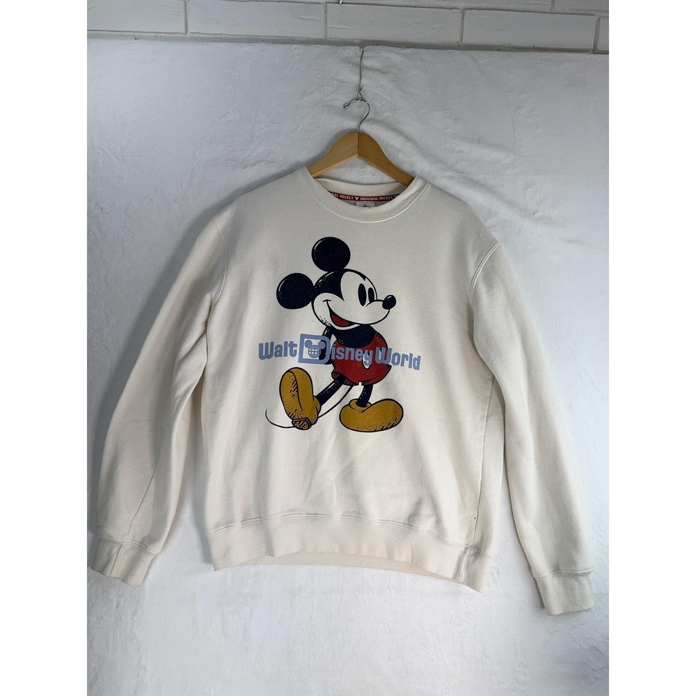 Disney Sweatshirt Mens Medium White Mickey Mouse Walt Disney World Pullover